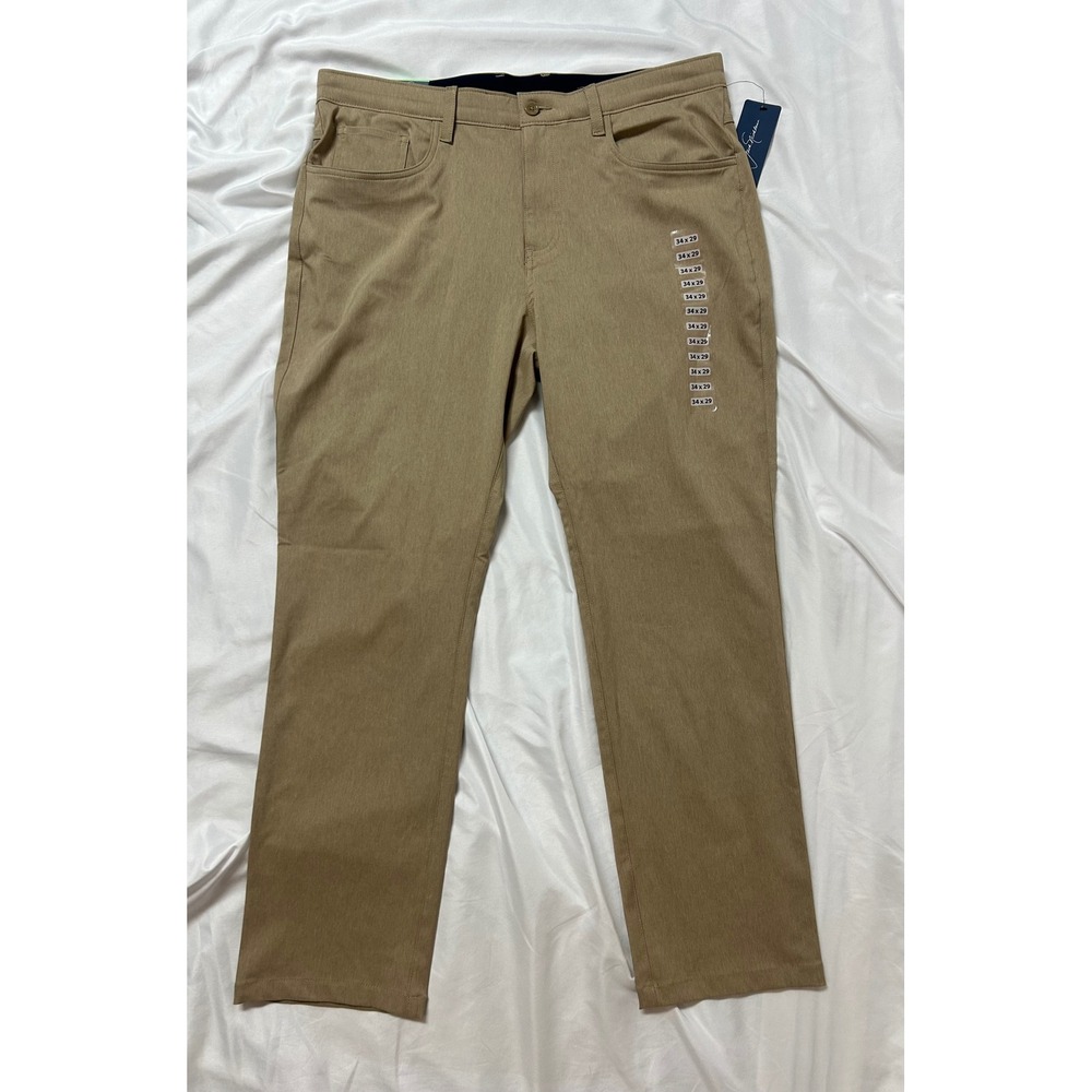 Jack Nicklaus Mens NWT Golf Pants 34x29 Chinchilla Tan Moisture Wicking UPF 50